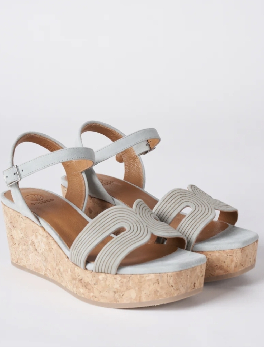 Coclico Midwood Wedge Soft Gray Sandals Sz 36 1/2/5.5-6